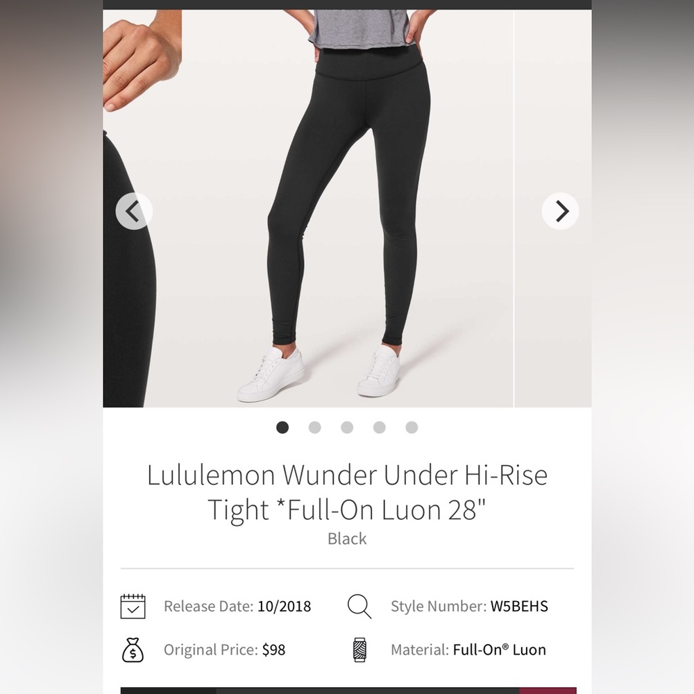 Lululemon Wunder Under high rise right 28”